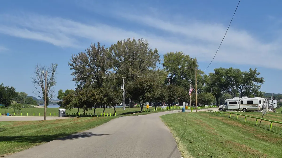 Path through Virginia Point Park toward the riverfront in Kenova, West Virginia